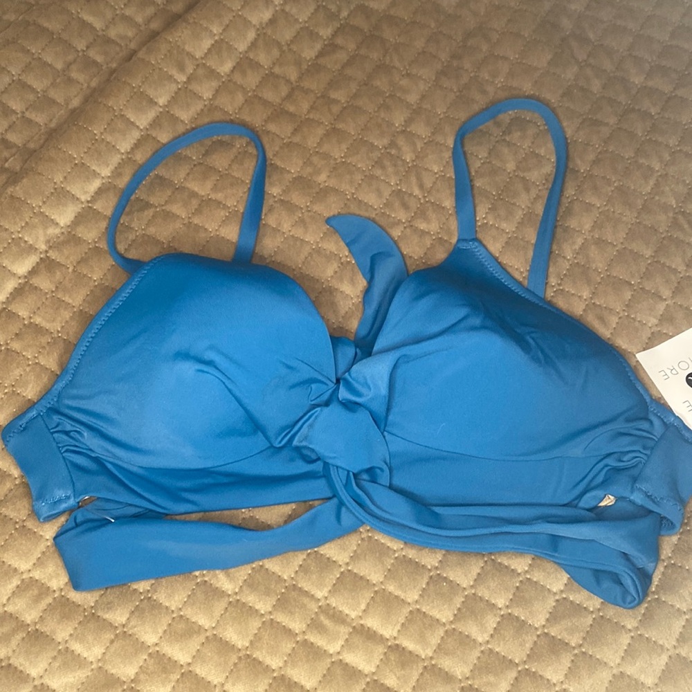 Shade & Shore Blue‎ Lightly Lined Front Tie Design Swim Top